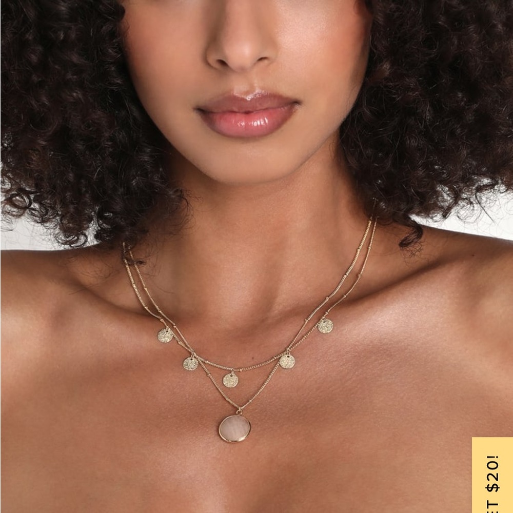 Layered gold stone necklace